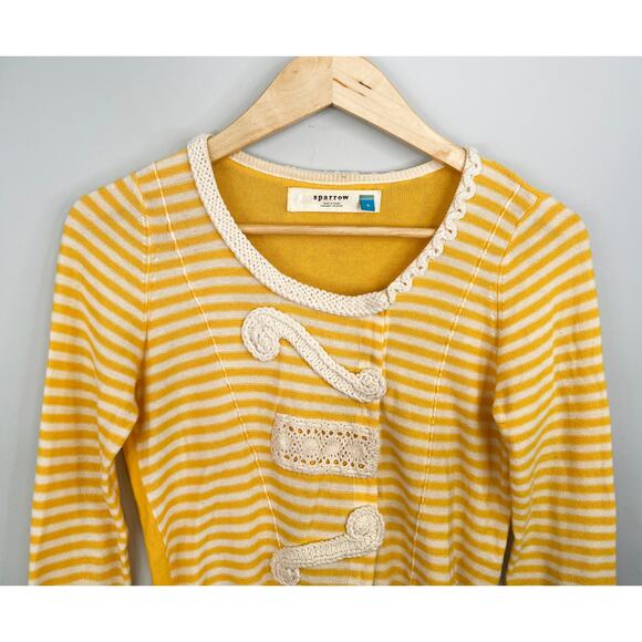 ANTHROPOLOGIE SPARROW sz S Loose Lines yellow cardigan vgucf - Picture 4 of 7